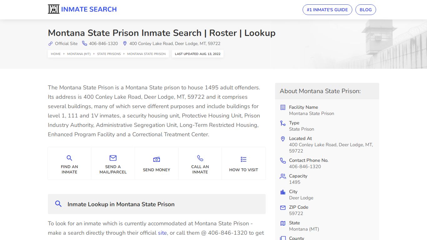 Montana State Prison Inmate Search | Roster | Lookup