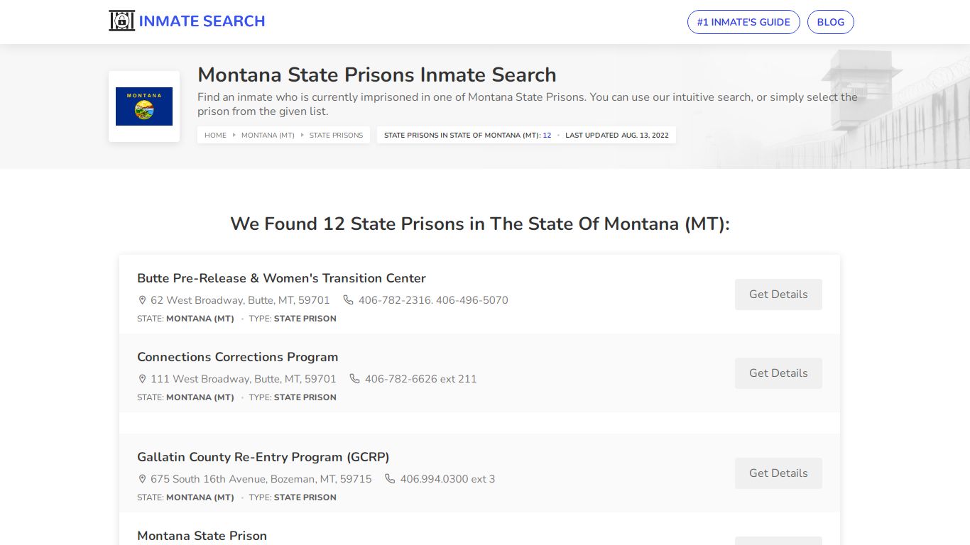 Montana State Prisons Inmate Search